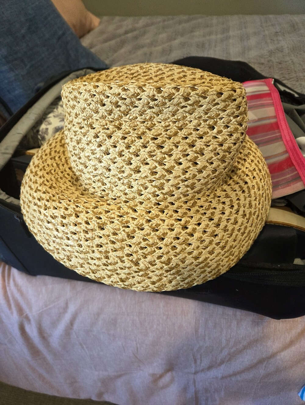 Eric Javits Natural Woven Straw Sun Hat with Open Weave - Picture 6 of 7